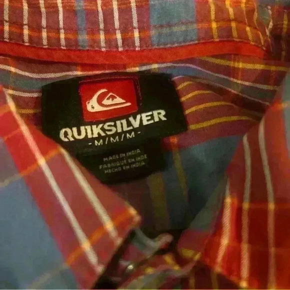 QuickSilver Men's Shirt Short Sleeve Button Reddish Plaid Size M - Picture 4 of 5